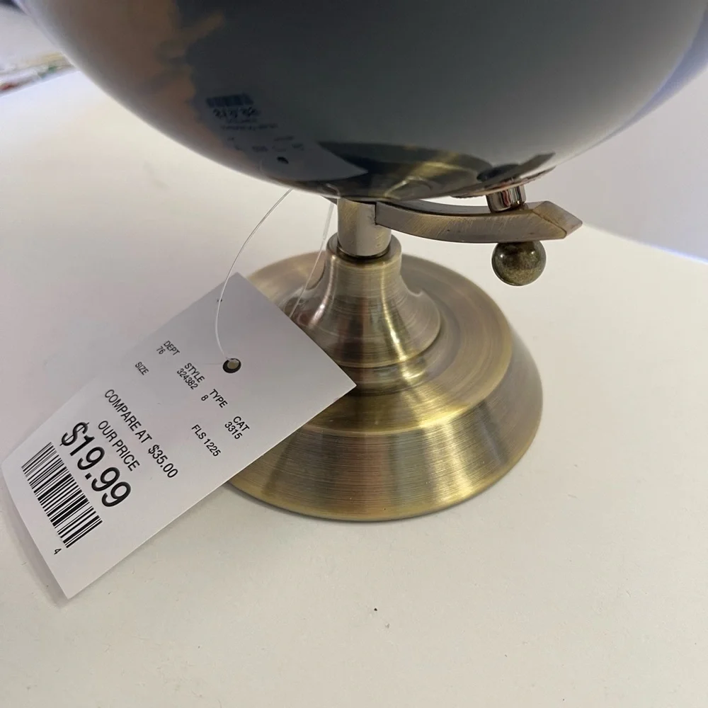 World Globe Blue Bronze Brass Vintage-Inspired Home Decor Office Desk Accent New - Picture 6 of 8